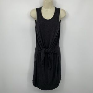 Susana Monaco tie front knit shift dress heather charcoal gray stretch Medium